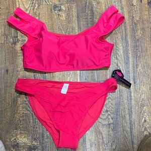 NWT No Boundaries size large Hot Pink Bikini Set padded swimsuit swimwear summer